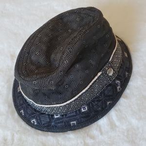 Robert Graham Black Dark Blue Fedora Hat Medium 100% Silk